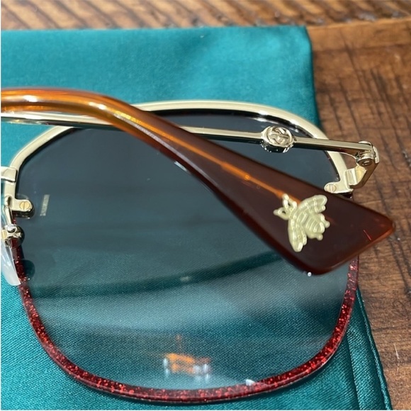 GUCCI GG0228S Oversized Glitter Sunglasses - Picture 9 of 14